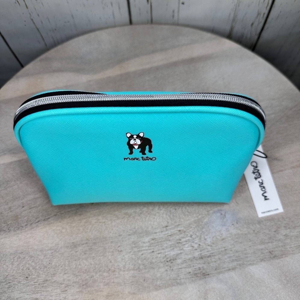 Marc Tetro Boston Terrier French Bulldog Teal Makeup Cosmetic Zipper Case - Picture 5 of 16